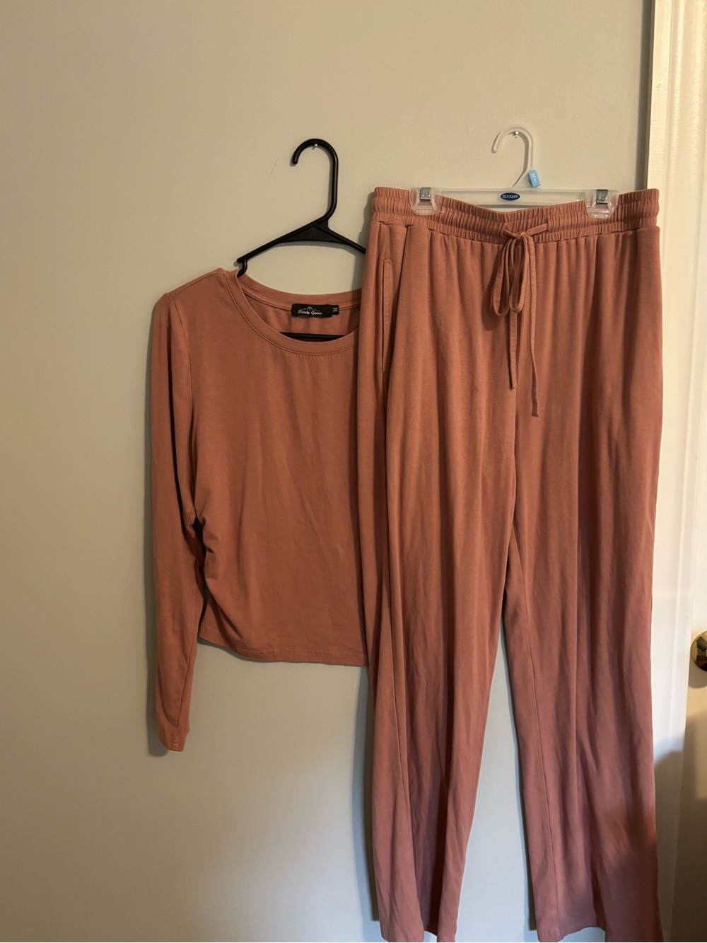 Cozy Women’s Long Sleeve Top & Drawstring Pants Set - Dusty Rose